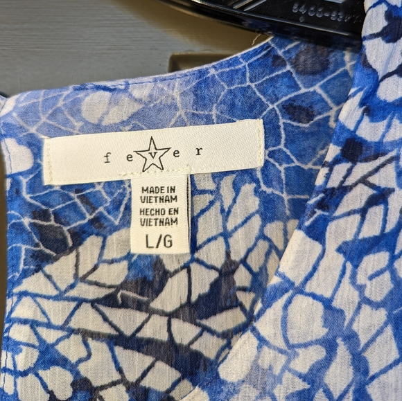 Ladies Large Blue Abstract Paisley Sheer Double Layer Scoop Neck Tunic - Picture 6 of 7